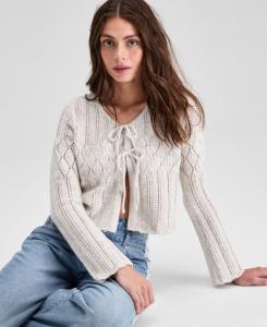 Женский кардиган с ажурной отделкой и завязками спереди, размеры PXXS-XXL And Now This, Lt Sand Heather