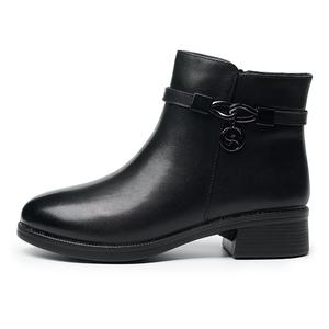 AOKANG Ботильоны женские на массивном каблуке 4 см, черные