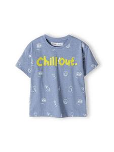 Minoti Футболка "Хочу 3" синего меланжевого цвета