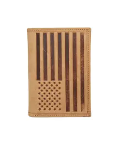 Мужской кожаный трехстворчатый кошелек с тиснением в виде флага Lucky Brand, коричневый/бежевый