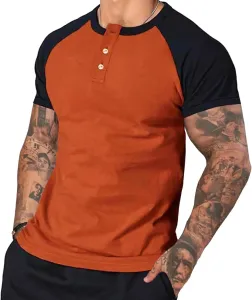 Мужская футболка Henley с пуговицами Slim Fit