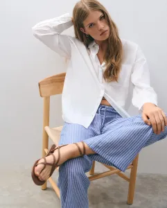 Женская хлопковая базовая однотонная рубашка Brownie, белый