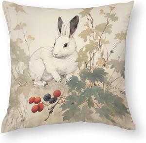 HighonHi Атласные наволочки для декоративных подушек с пасхальным кроликом и цветами Pillow-5