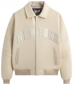 Куртка Kith x Avirex для New York Knicks с изображением Патрика Юинга, легендарная модель, кремовый