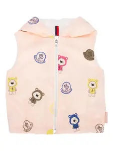 Утепленный жилет с капюшоном и узором Ailey Moncler Enfant, розовый