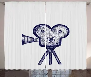 Шторы для кинотеатра ABAKUHAUS Rustic Cinema Curtain, Sketch Projector, для спальни, присборенные, с петлями и крючками, 280 x 175 см, сине-серый, фиолетово-серый Abakuhaus