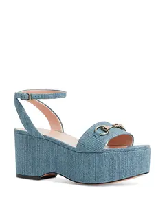 Женские сандалии на платформе "Конская уздечка" Gucci, синий