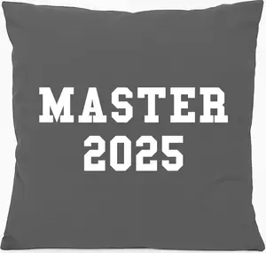 Подушка для дивана Huuraa Master 2025, подарок на выпускной, 40x40 см, с наполнителем из хлопка стального серого цвета, сувенир Master 2025 Hellweg Druckerei