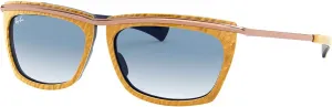 Солнцезащитные очки Ray-Ban унисекс Rb2419 Olympian II прямоугольной формы, Wrinkled Beige on Blue/Clear Gradient Blue