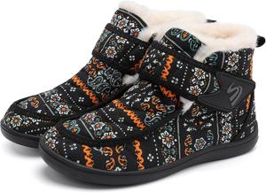 Женские зимние ботинки Spesoul, водонепроницаемые снежные ботинки, пушистые зимние туфли с нулевым перепадом, ботильоны на каждый день для прогулок на улице, Boxiblack