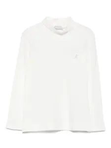 Топ с высоким воротником и стразами Monnalisa, белый