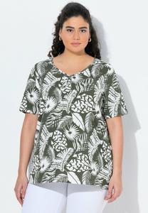 Футболка с принтом SHORT SLEEVE V-NECK Ulla Popken, оливковый