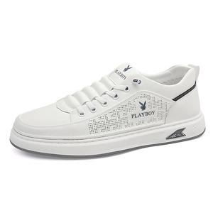 Playboy Дышащие мужские скейтерские кеды с низким верхом белые с вырезами, цвет White Cut-Out
