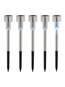 Relaxdays 5 солнечных ламп серебристо-черного цвета