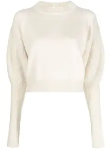 Укороченный джемпер из смесовой шерсти Alexander McQueen, нейтральный