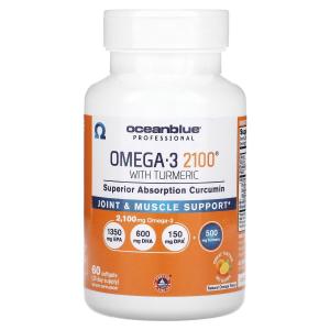 Omega-3 2100 OceanBlue Professional с куркумой и натуральным апельсином, 60 мягких таблеток