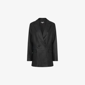 Двубортный кожаный пиджак Aliza Whistles, черный