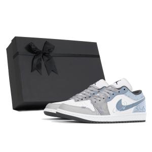 Jordan Air 1 устойчивые к истиранию низкие баскетбольные кроссовки Unisex Blue Gray