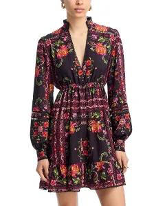 Мини-Платье с цветочным принтом по краю - эксклюзив Aqua, черный