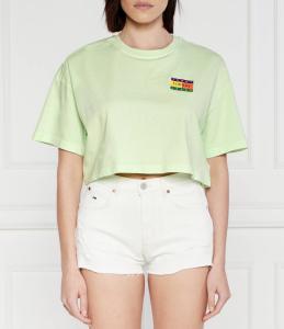 Футболка Tommy Jeans Summer flag Cropped Fit, лаймовый