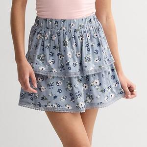 Юбка-мини с ярусами Juniors So, Navy Floral
