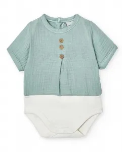Комплект из 2 детских боди с короткими рукавами и планкой на пуговицах BABIDÚ, зеленый
