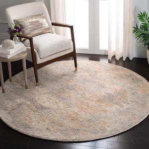 Ковер SAFAVIEH, 183 x 183 см, Restoration Vintage Collection Gold / Ivory RVT111D ручной работы современный абстрактный из шерсти и вискозы