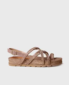 Женские джутовые босоножки на плоской подошве с пряжкой Toni Pons, коричневый