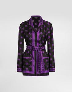 Шелковая твиловая рубашка с узором dg по всей поверхности Dolce & Gabbana, принт