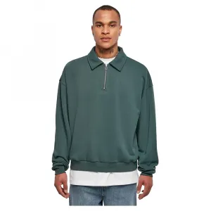 Толстовка Urban Classics Shirt Collar half zip, зеленый
