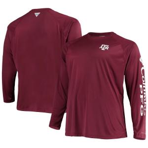 Мужская футболка Columbia Maroon Texas A&M Aggies Big & Tall Terminal Tackle Omni-Shade с длинными рукавами реглан
