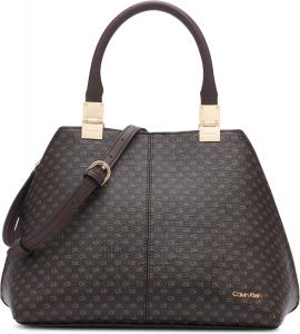 Сумка-портфель Calvin Klein Granite Geometric Satchel - 2 в 1, веганская кожа, 2 кармана, Brown/Khaki/Black