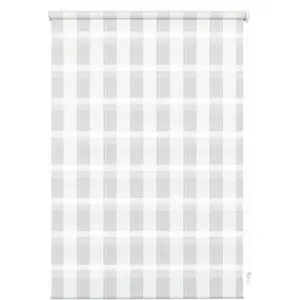 Рулонная штора с боковым управлением Мини двойная рулонная штора Клетка Защита от света и посторонних взглядов с возможностью сверления/без сверления, свободно висящая, сегментарно тканая ткань Gardinia, белый