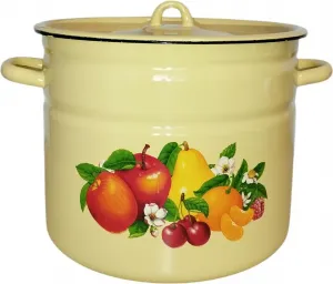 Эмалированная кастрюля с фруктами, желтая, 9 литров, диаметр около 25 см, ретро-ностальгическая посуда, 201733 Rukauf
