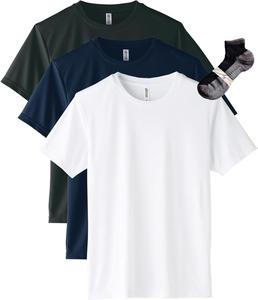 Футболка с коротким рукавом Glimmer 00350-AIT из трикотажа Interlock Dry плотностью 3,5 унции, с круглым вырезом, белый/темно-синий