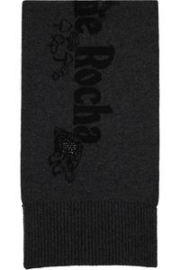 Simone Rocha Длинный вязаный шарф с графическим логотипом, черно-серого цвета