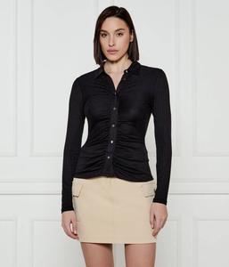 Рубашка женская Guess Jeans приталенная со сборками, черный