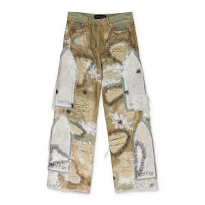 Светло-коричневые перекрашенные кружевные джинсы широкого кроя Who Decides War, бежевый