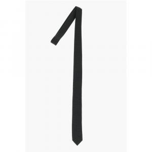 Жаккардовый шелковый тонкий галстук Corneliani, черный