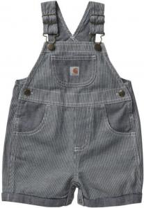 Carhartt Baby Girls' Chambray Stripe Shortall, Dark Indigo Ticking Stripe