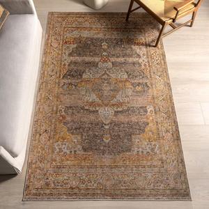 Ковер nuLOOM, 244 x 305 см, с машинной стиркой, водонепроницаемой поверхностью, устойчивый к пяткам, винтажный традиционный ковер для гостиной, столовой, офиса, Kennedi Mustard