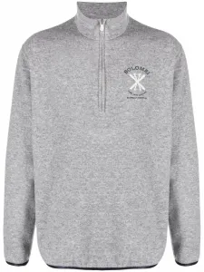 Толстовка с высоким воротником и вышивкой Brunello Cucinelli, серый