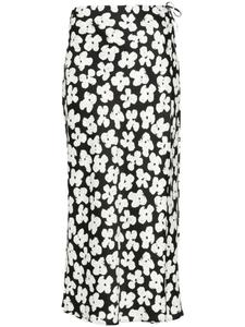 MSGM юбка миди с цветочным принтом, черный