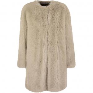 Max Mara Fur Round neck Coat MaxMara Studio, бежевый