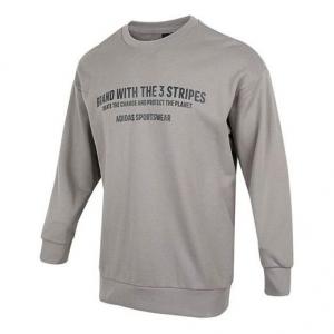 Толстовка Men's adidas Alphabet Printing Pattern Round Neck Pullover Long Sleeves Light Grey, серый
