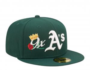 New Era 59Fifty MLB Oakland Athletics Crown 9X Champs зеленая облегающая кепка 60243482
