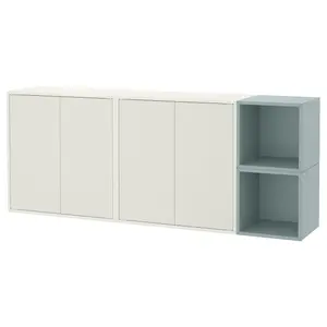 Комбинация навесного шкафа, бело-синий, 175х35х70 см, EKET IKEA