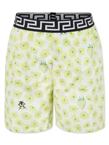 Плавки-шорты с цветочным принтом Versace Kids, желтый