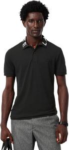 Мужская рубашка-поло Lacoste (официальная) с жаккардовым рисунком, черный