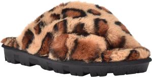 GUESS Crisscross Fur Slipper, Brown Multi Fabric